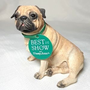 COPY - Vintage Country Artists Best in Show Fawn Pug Dog Sculpture Collectible …
